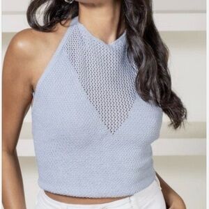 525 America Revolve Crochet Knit Halter  Top NWT Size XL Color Lake